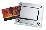 Global Decor Photo Frame Glass Coasters in Wood Stand, Set of 4