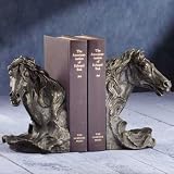  : Horse Bookends: Horse Head Bookends with Antique Bronze Color Finish