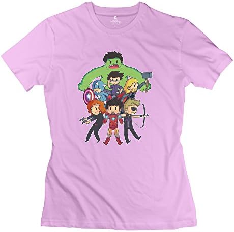 Yisw Women's Captain America Averngers Hulk Cartoons T-Shirt L Pink Slim Fit Swag