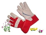 41QKP7FASYL. SL160  G & F 3051 Top Grain Goatskin Womens Garden Gloves with Rubberized Safety Cuff, 1 Pair