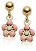 14k Yellow Gold Children's Pink Flower Earrings