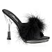 5 Inch Sexy Lingerie Shoe Women's Slide With Cone Heel Marabou Slipper Black / Clear