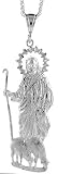 Sterling Silver 4 1/8 (106 mm) Diamond Cut St. Lazarus Pendant