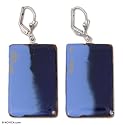 Cedar earrings, 'Mexican Sky' 0.9" W 2.1" L