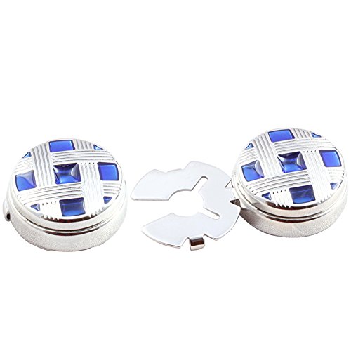 HJ Men's Jewelry Round Button Cover Substitute to Traditional Cuff Links Color Silver Plating