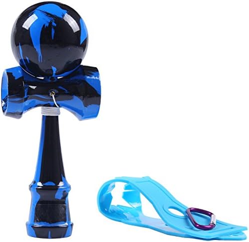 InFaye Kendama Wood Toy With Carrying Holster - Blue &amp; Black Pro Model