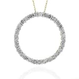 14K White Gold 1.5 Carat Circle Pendant w/ 18 Chain