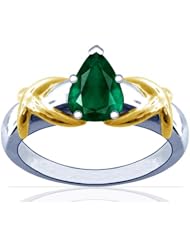 Platinum Pear Cut Emerald Solitaire Ring