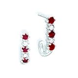 10k White Gold Ruby and Diamond J-Hoop Earrings