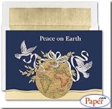 Masterpiece Holiday Cards -Antique Globe W/ Doves Boxed Hoilday Card - (1 box)