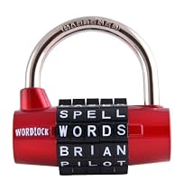 Wordlock PL-002-RD 5-Dial Padlock, Red