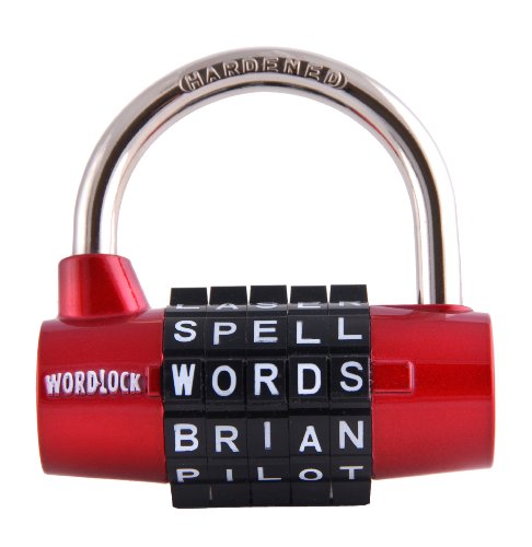 Wordlock PL-002-RD 5-Dial Padlock, Red