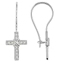 10Kw 0.06Ct Tdw Cross Earrings - White
