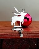 REINDEER STOCKING HOLDER, NICKEL PLATED.