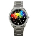 Sport Metal Watch of Gay Pride Flag Paint Splat