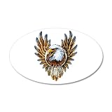 38.5x24.5O Wall Vinyl Sticker Bald Eagle with Feathers Dreamcatcher