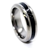 Blue Chip Unlimited - 6mm Titanium & Black Carbon Fiber Inlay Band Wedding Band Designer Fashion Engagement Ring (US Whole & Half Sizes 4-15)