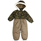 ベビー ジャンプスーツ 男の子 フード付き スノーコンビ スキーウエア つなぎ 防寒つなぎ カーキ 90