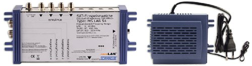 Schwaiger MSLAN54 211 Aktive SAT-Quad-Einschleusweiche (5-polig auf 4-polig) mit LAN Funktion