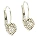 Sterling Silver Diamond cz Heart Filigree LeverBack Lever Back Earrings