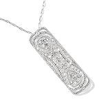 Sterling Silver Cultured Pearl & Marcasite Elongated Pin/Pendant w/ Chain