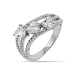 Three Heart CZ Cabled Friendship Ring