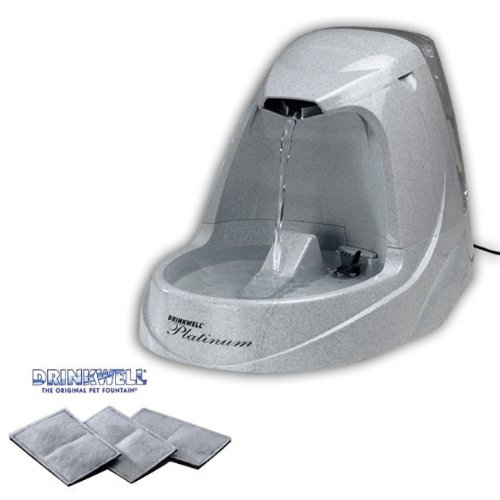 Drinkwell Platinum Pet Fountain, Plus - Drinkwell Original 2-Chamber Replacement Filter, 3-per Package