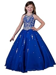 Girls Crystal Jeweled Crystals Lace Satin/Tulle Pageant Dress 
