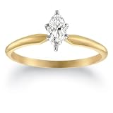 10k Yellow Gold Marquise Solitaire Diamond Engagement Ring (1/3 ct, J-K Color, I2-I3 Clarity), Size 5