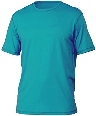 Mens Short Sleeve ( SS ) Snug Fitting Rash Guard, Swimming Shirt, UV Protection 50+ (TEAL, X-LARGE)