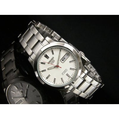 Seiko Wrist Watches Seiko 5 Automatic Mechanical Self Winding White Dial Date Day Stainless Steel Water Resistance Men's Watch SNK789