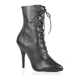 5 Inch Sexy Black Leather Ankle Boot Lace-Up Ankle Boot High Heel Side Zip