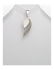 Angel Wings Shell Pendant Necklace In 92.5 Sterling Silver