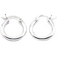14K White Gold Earrings 2mm Round Hoop Tube Ear Jewelry