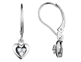 Dangling Diamond Heart Drop Earrings in White Gold