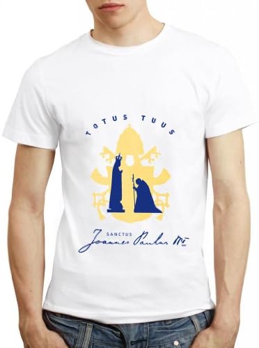 Life Tee Shirts Men's Totus Tuus St. John Paul II T-Shirt White XL