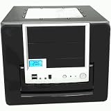 EV Black MATX Cube Case with Acrylic Side/Top Windows,12cm Blue