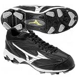 Mizuno Women's Finch 9-Spike Mid G3 Cleat,Black/White,6.5 M
