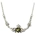 Certified Genuine Green Amber and Sterling Silver Celtic Claddagh Irish Necklace