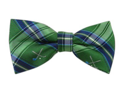 100% Silk Woven Kelly Green Nicklaus Plaid Self-Tie Bow Tie