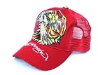 New Ed Hardy Roaring Tiger Red Rhinestone Platinum Trucker Hat Cap / R1M0AZAZ