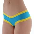 Low Rise Hipster Pantie Blue with Yellow Lace Trim S M L or XL