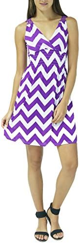 Glam City Women's Dress Short Sundress Chevron Lace (L, Purple)