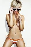 Lollipop Girl Topless Blonde Sexy Photo Poster Print - 24x36 College Poster Print, 24x36