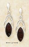 Sterling Silver Cherry Amber Marquise Post Drop Earrings with Celtic Knot S