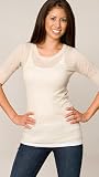 Zooey White 3/4 Sleeve Cashmere Crew