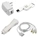 Car Charger + AC Charger+ Retractable USB Data Cable + AV Cable for Apple iPOd Classic/ iPod Touch 1st Generation/ iPod Nano 3rd Generation/ iPod Video/ iPod Photo/ iPhone 1st Generation/ iPhone 3G/ iPod Nano 4th Generation/ iPod Touch 2nd Generation