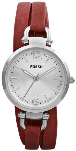 Georgia Three Hand Leather Watch Brick Red