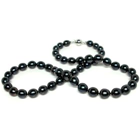 HinsonGayle 7-9mm Oval Black Pearl Necklace by