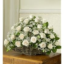 Flowers - Rose Fireside Basket - White Fireside Basket